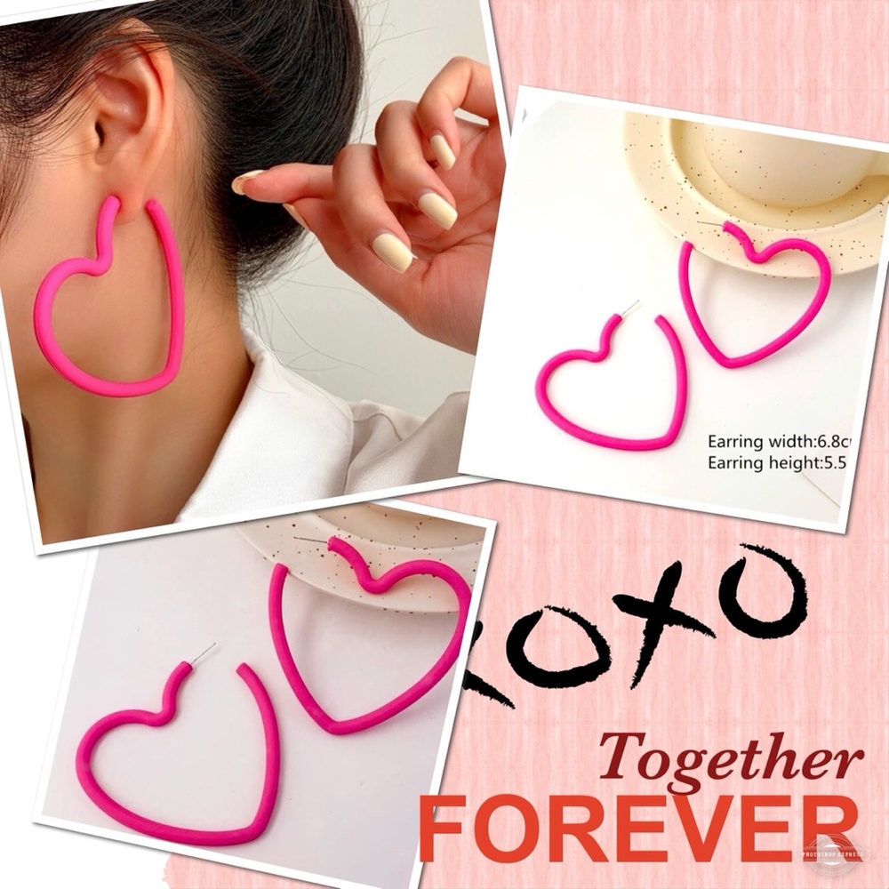 New Neon Matte Heart Design Earrings Perfect for Valentines Day